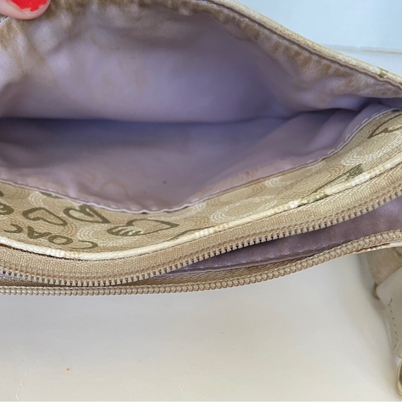 COACH 43758 Waverly Hearts Gold & Khaki PVC Crossbody Swingpack - Picture 12 of 16